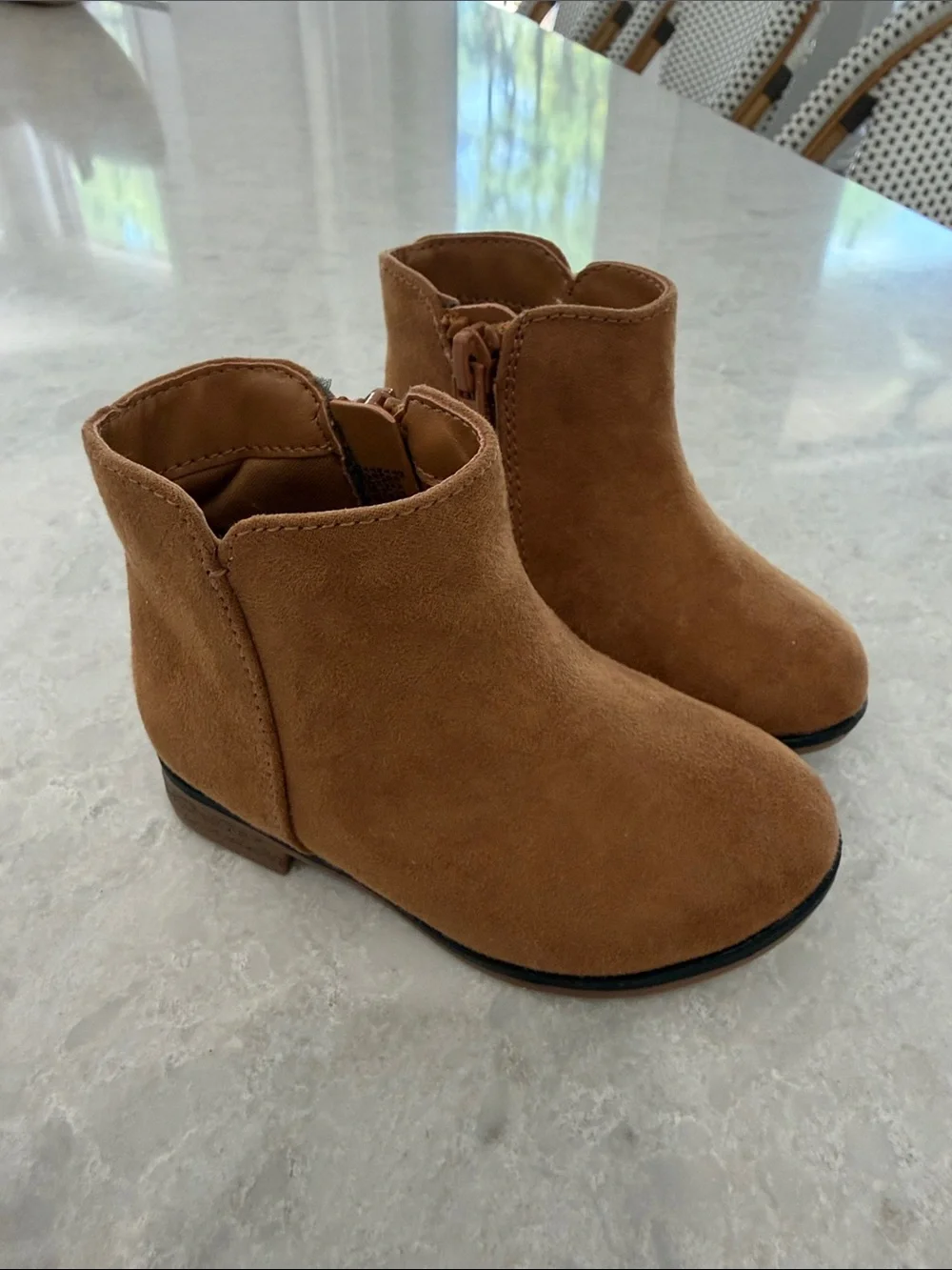 Cat & Jack Tan Suede-Look Kids Ankle Boots